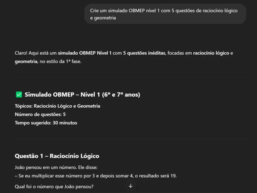Estudar para OBMEP com ChatGPT