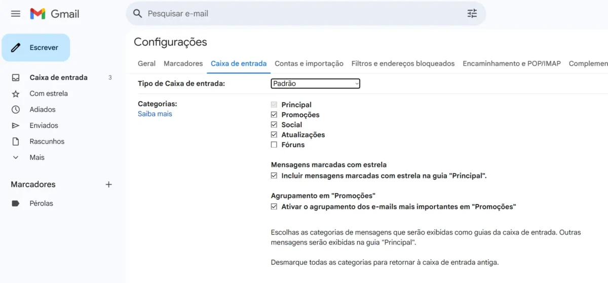 Aba de Compras no Gmail