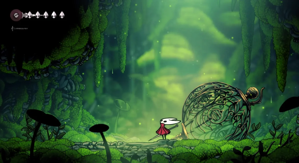 Cena do jogo Hollow Knight: Silksong.