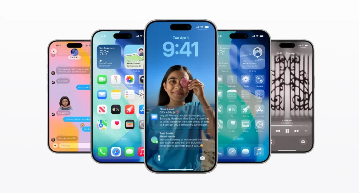 Telas do novo iOS 26.