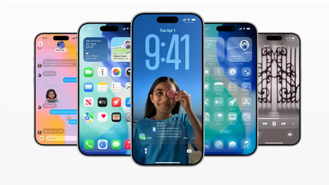 Vários ambientes do novo iOS 26.