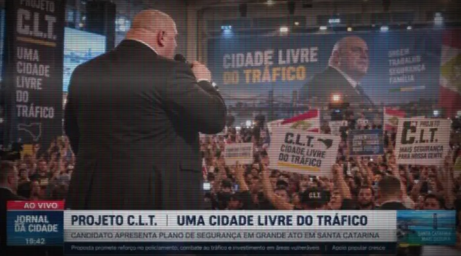 Político fictício que promete uma "Cidade Livre do Tráfico".