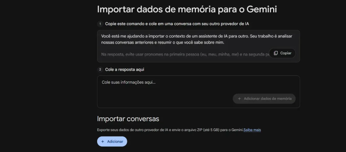 Importar dados - Gemini 2