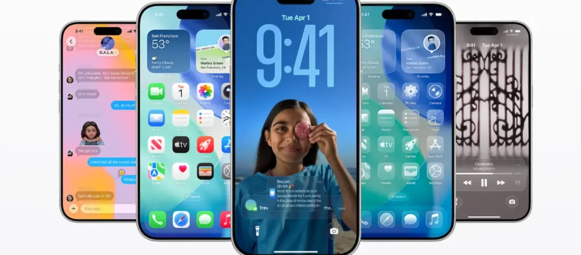 Vários ambientes do novo iOS 26.